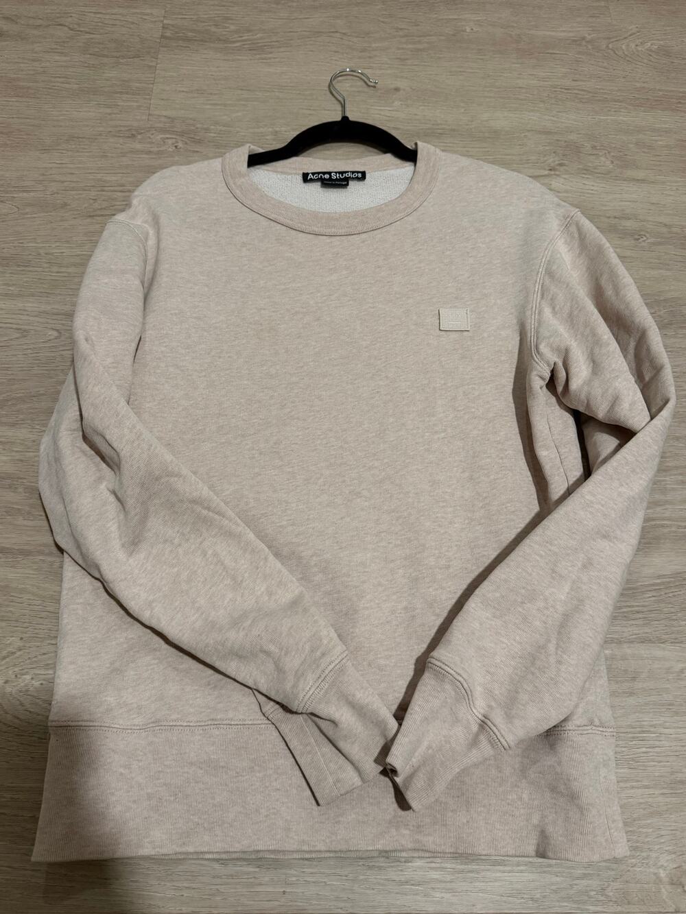 Acne Studios Face Patch Oatmeal Crewneck Sweatshirt XXS